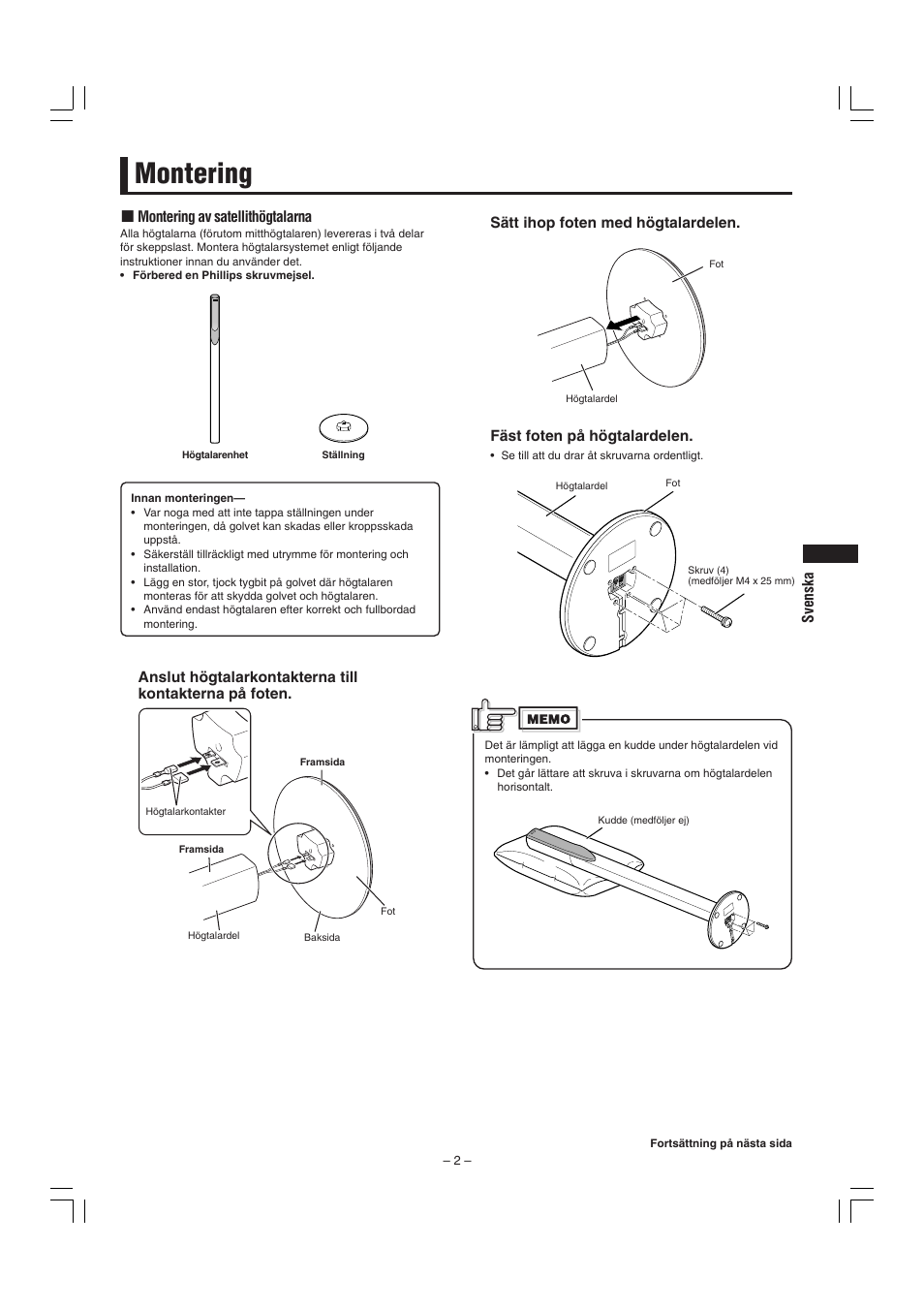 Montering | JVC SP-F303E User Manual | Page 39 / 92