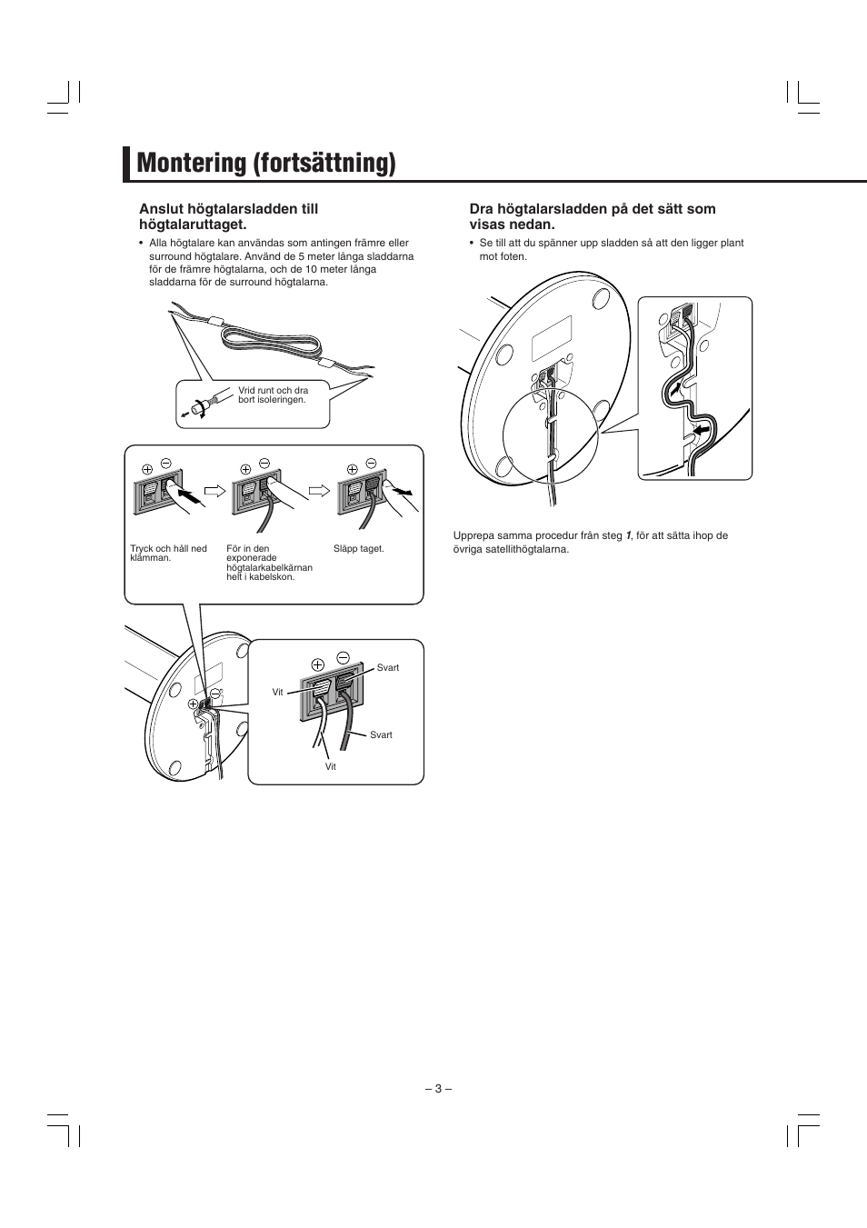 Montering (fortsättning) | JVC SP-F303E User Manual | Page 40 / 92