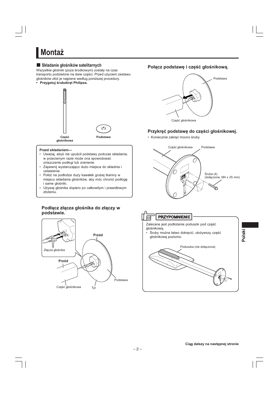 Montaż | JVC SP-F303E User Manual | Page 57 / 92
