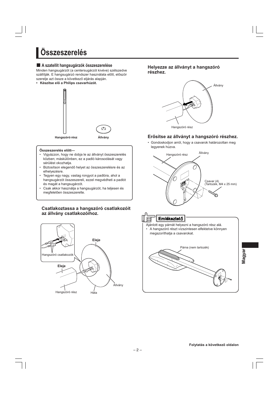 Összeszerelés | JVC SP-F303E User Manual | Page 63 / 92
