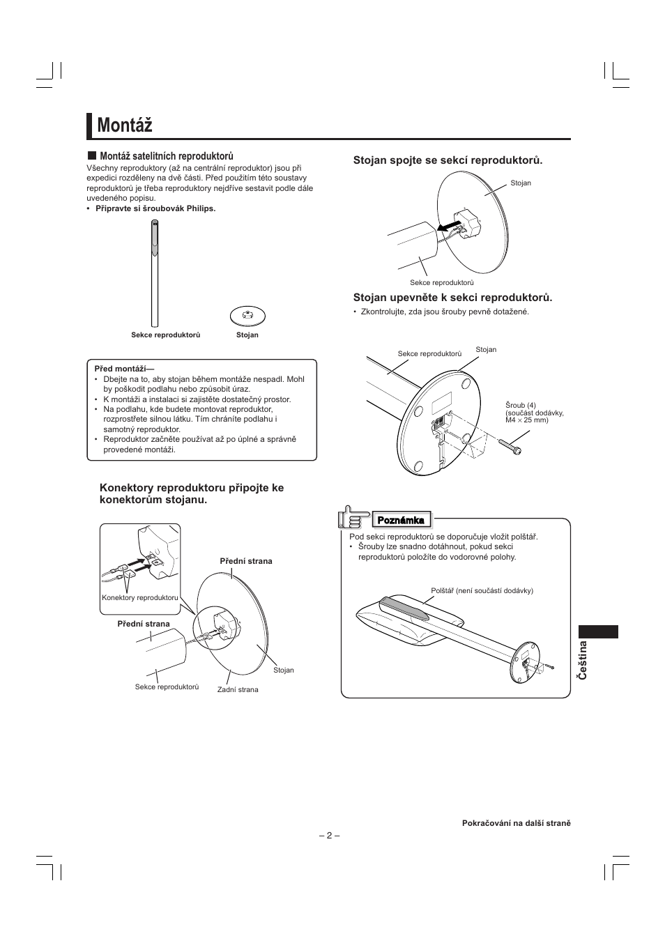 Montáž | JVC SP-F303E User Manual | Page 69 / 92