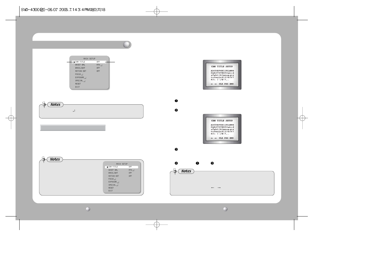 Operating your camera, Cam title | Samsung SVD-4300 User Manual | Page 10 / 22