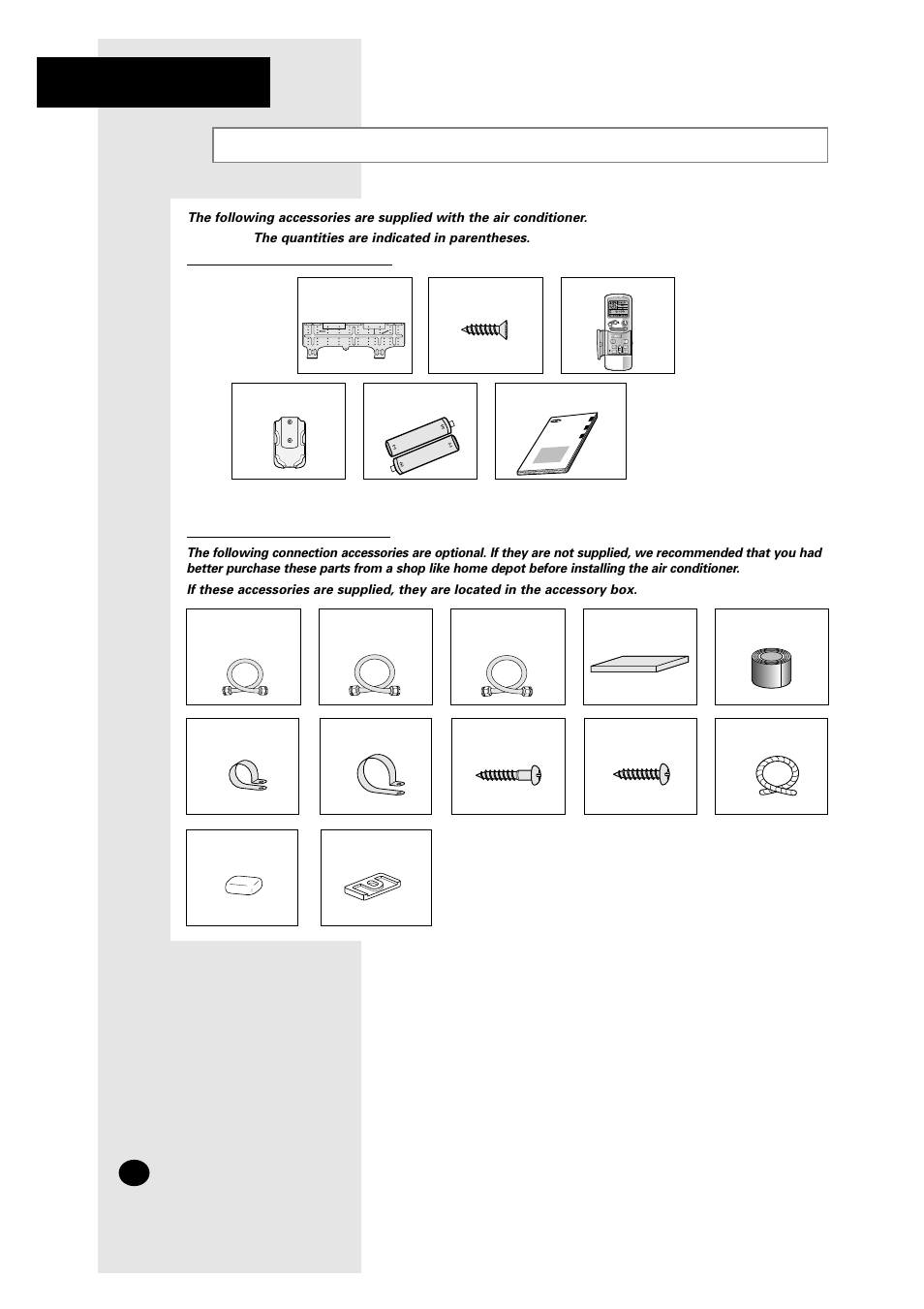 Air conditioner and accessories | Samsung AM27A1C13 User Manual | Page 30 / 46
