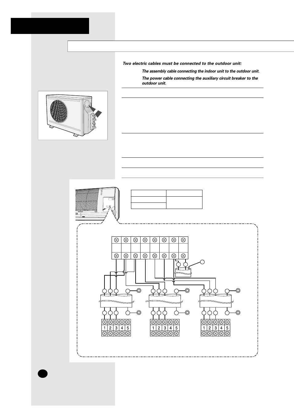 Connecting the cables to the outdoor unit | Samsung AM27A1C13 User Manual | Page 36 / 46
