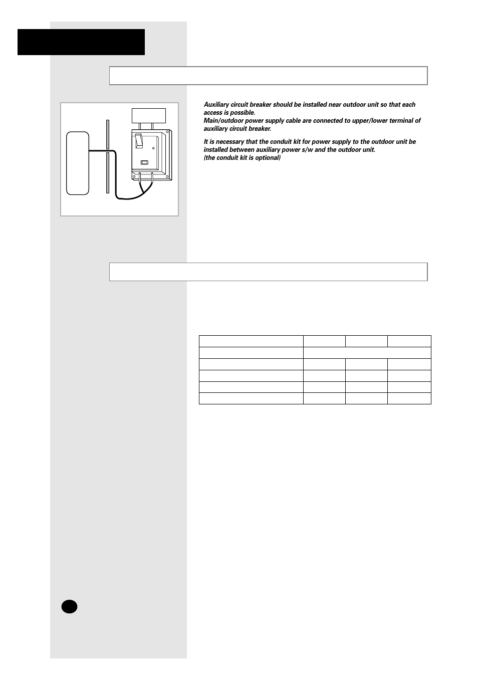 Auxiliary circuit breaker, Electrical work | Samsung AM27A1C13 User Manual | Page 38 / 46