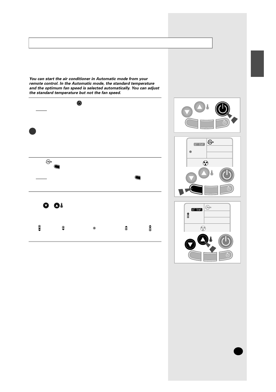 Selecting the automatic operating mode | Samsung AM27A1C13 User Manual | Page 9 / 46