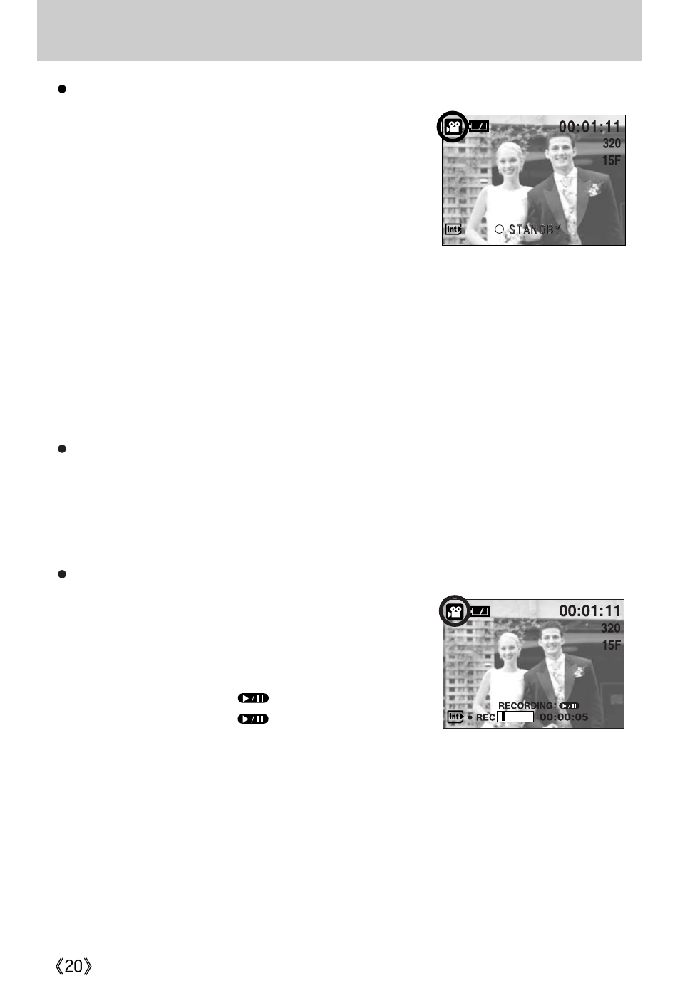 Starting the recording mode | Samsung Digimax A402 User Manual | Page 20 / 108