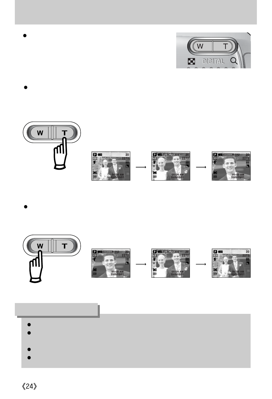 Zoom w/t button, Information | Samsung Digimax A402 User Manual | Page 24 / 108