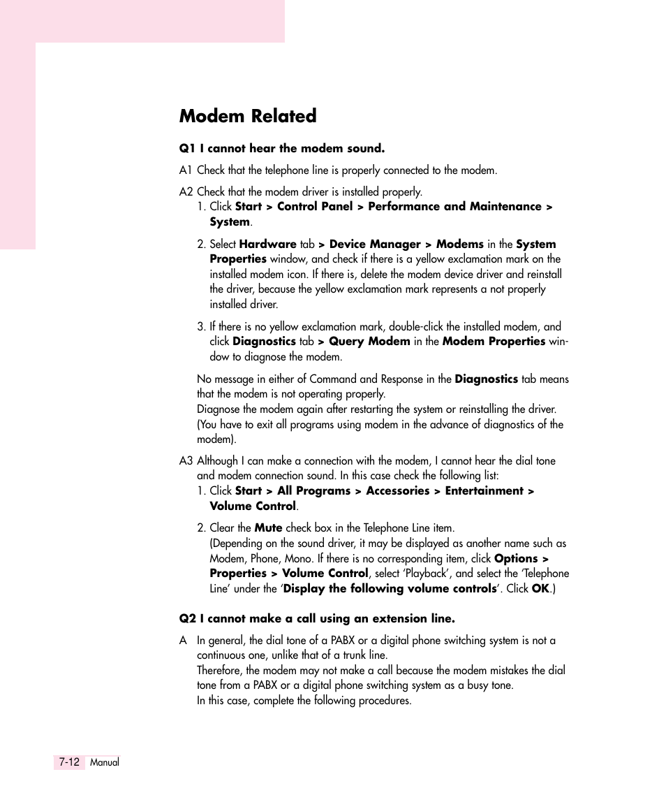 Modem related | Samsung Q30 User Manual | Page 105 / 127