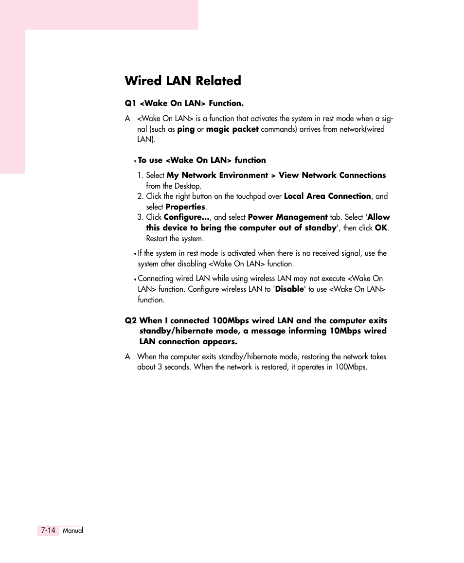 Wired lan related | Samsung Q30 User Manual | Page 107 / 127