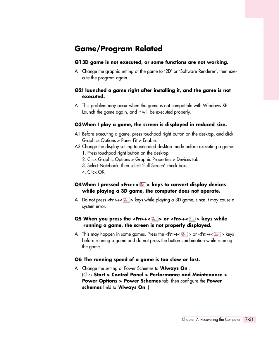 Game/program related | Samsung Q30 User Manual | Page 114 / 127