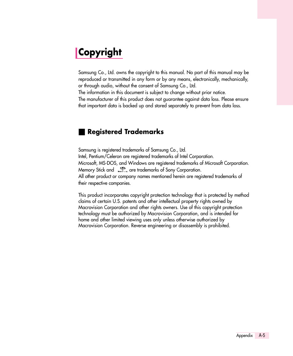 Copyright | Samsung Q30 User Manual | Page 124 / 127