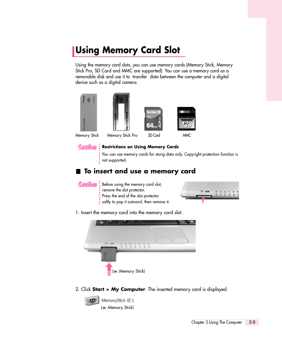 Using memory card slot | Samsung Q30 User Manual | Page 36 / 127