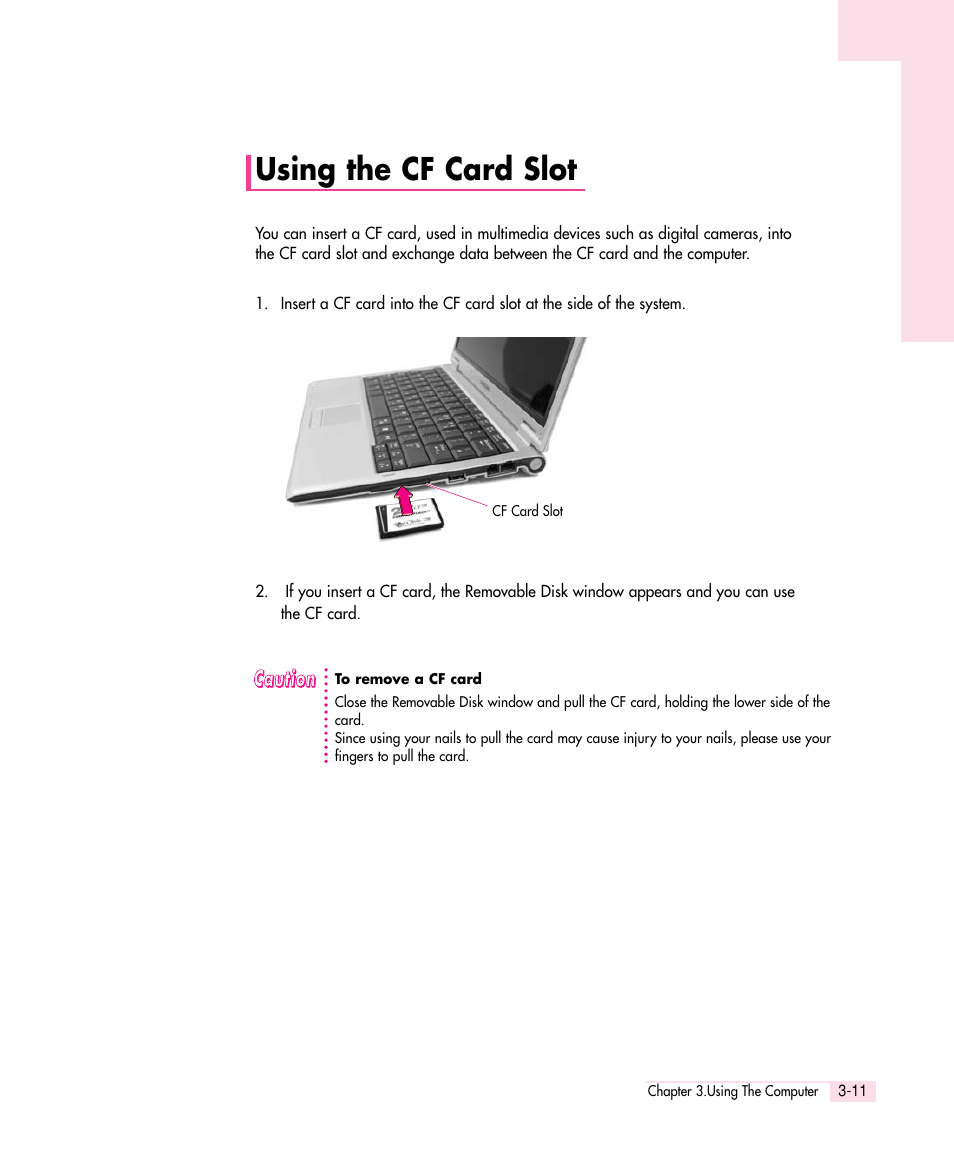 Using the cf card slot | Samsung Q30 User Manual | Page 38 / 127