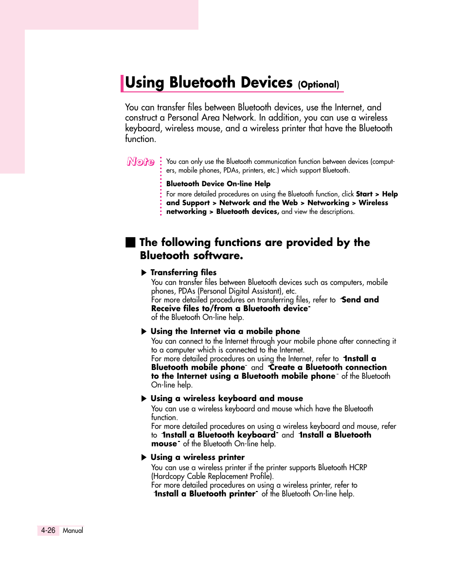 Using bluetooth devices | Samsung Q30 User Manual | Page 71 / 127
