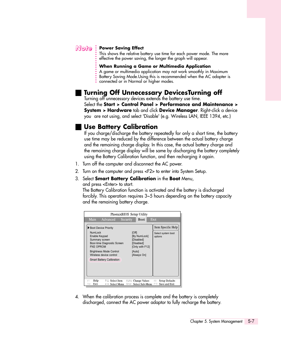 Turning off unnecessary devicesturning off, Use battery calibration | Samsung Q30 User Manual | Page 80 / 127