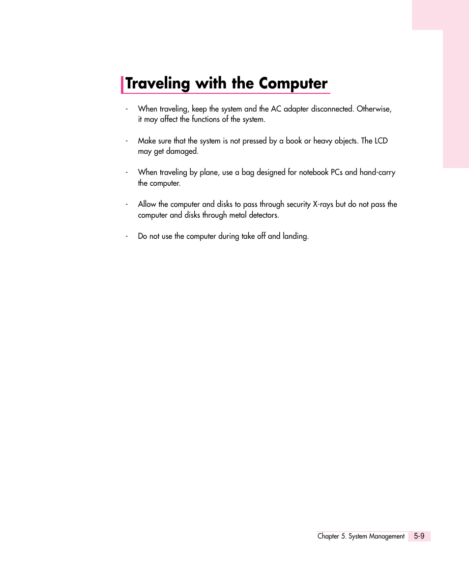 Traveling with the computer | Samsung Q30 User Manual | Page 82 / 127