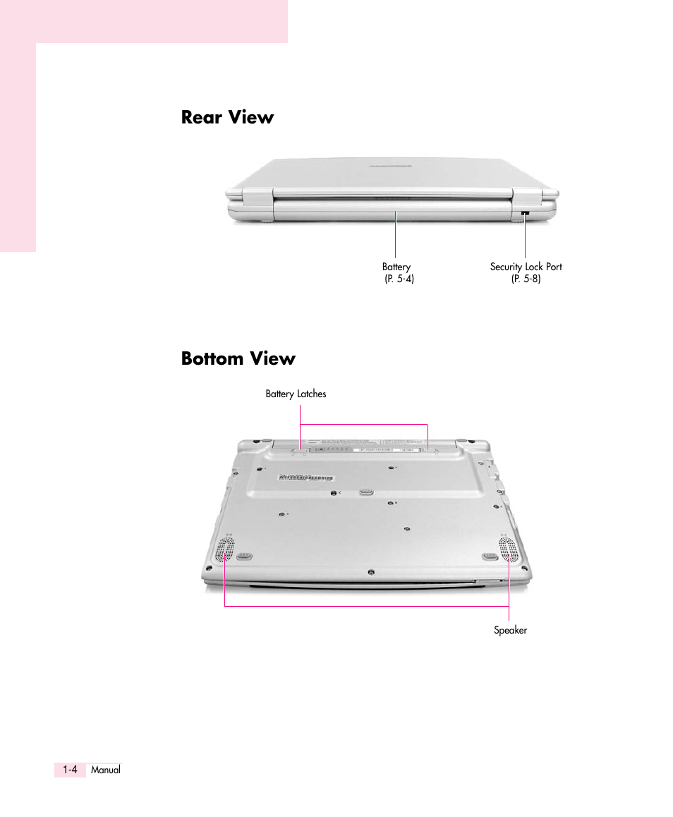 Rear view, Bottom view, Rear view bottom view | Samsung Q30 User Manual | Page 9 / 127