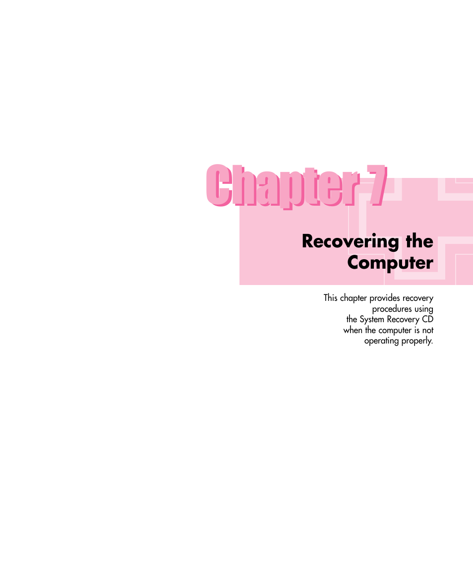 Chapter 7 recovering the computer, Chapter 7 | Samsung Q30 User Manual | Page 94 / 127