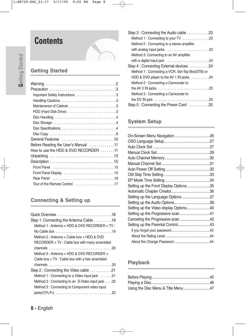 Samsung DVD-HR720 User Manual | Page 8 / 130