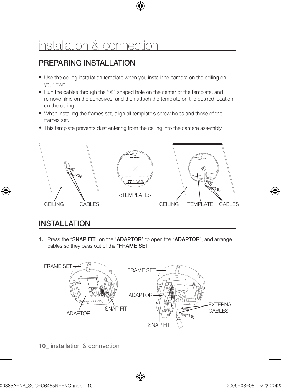 Installation & connection, Preparing installation, Installation | Samsung SCC-C6455N User Manual | Page 10 / 52