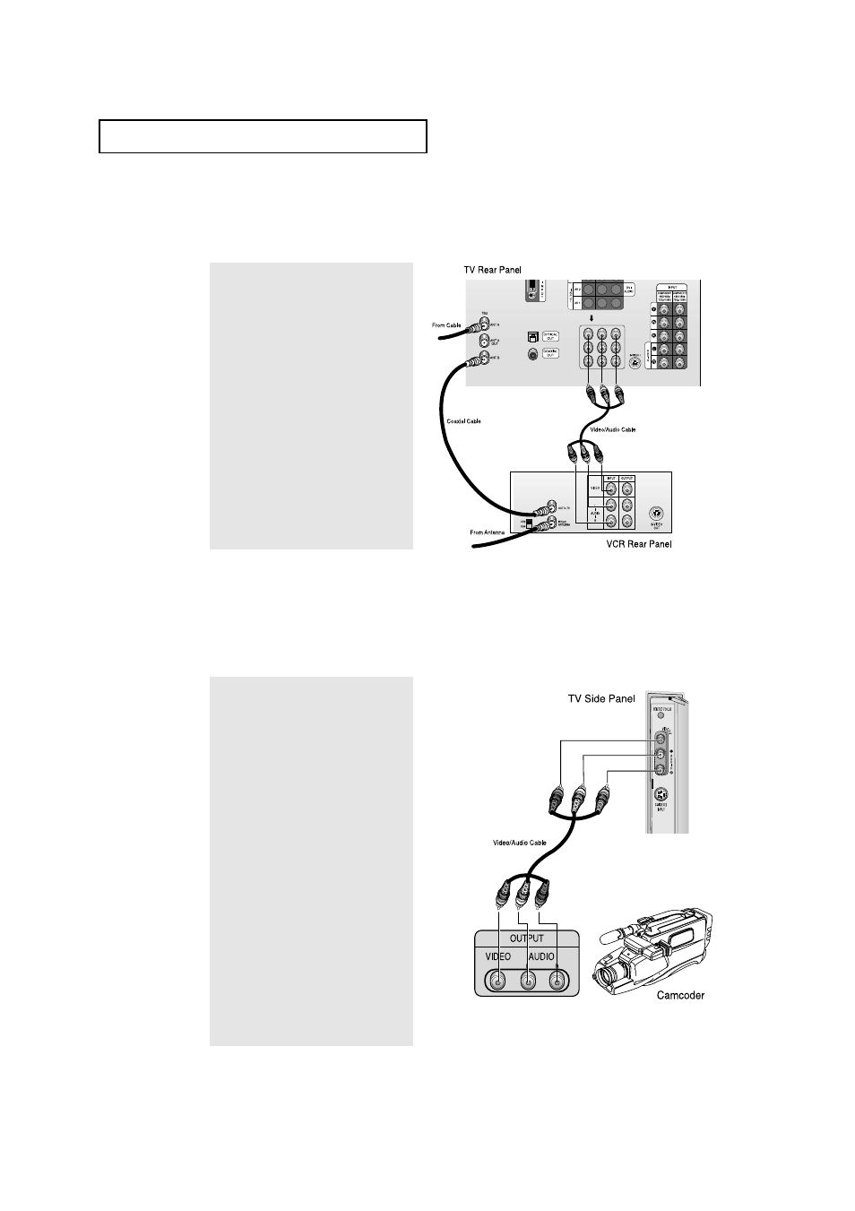 Connecting a camcorder | Samsung HCN559W User Manual | Page 22 / 84