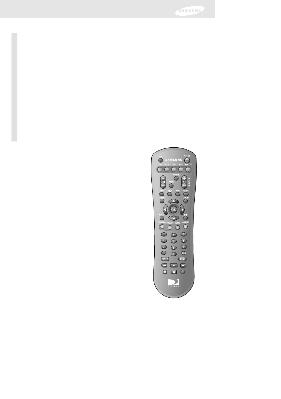 Chapter 4: watching tv, Remote control overview | Samsung DIRECTV SIR-TS160 User Manual | Page 45 / 110