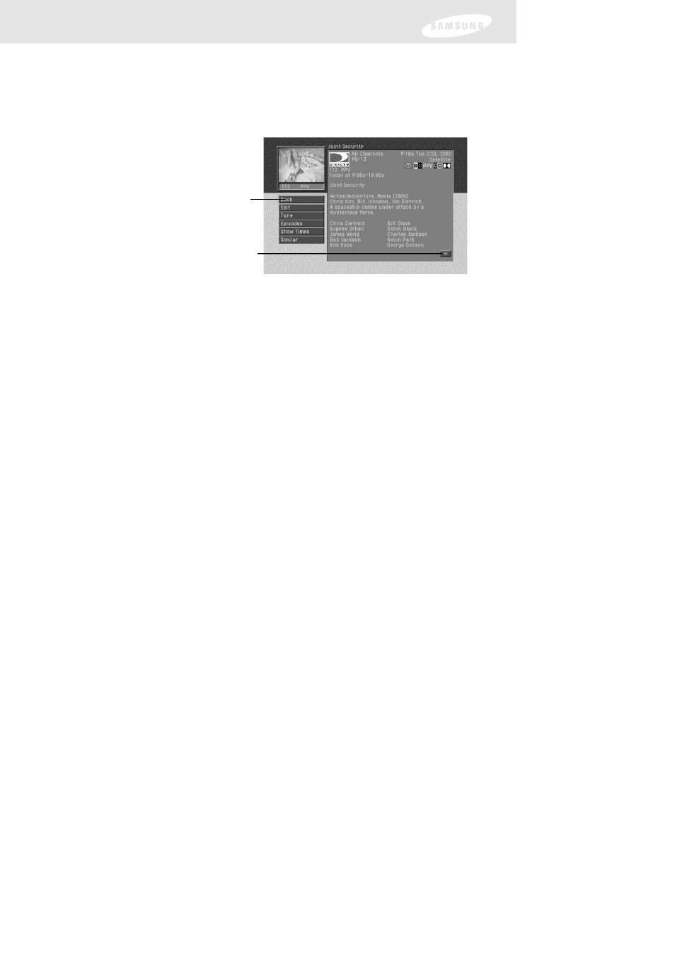Chapter 4: watching tv, Program detail screen actions | Samsung DIRECTV SIR-TS160 User Manual | Page 50 / 110