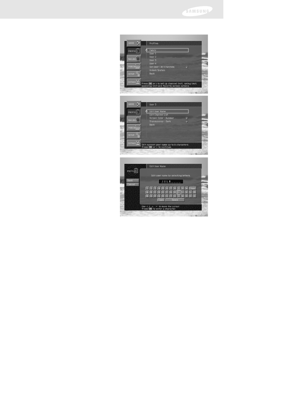 Chapter 6: user profiles | Samsung DIRECTV SIR-TS160 User Manual | Page 73 / 110