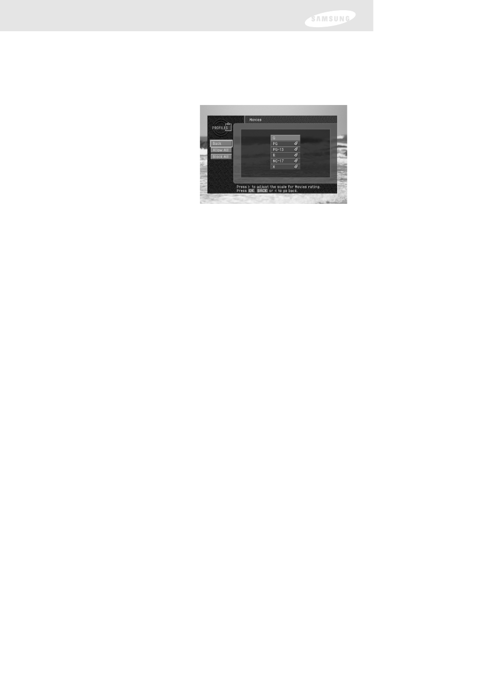 Chapter 6: user profiles, Allowing or blocking pay per view purchases | Samsung DIRECTV SIR-TS160 User Manual | Page 78 / 110