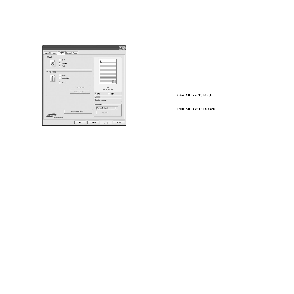 Graphics tab | Samsung CLX-3160 User Manual | Page 110 / 139