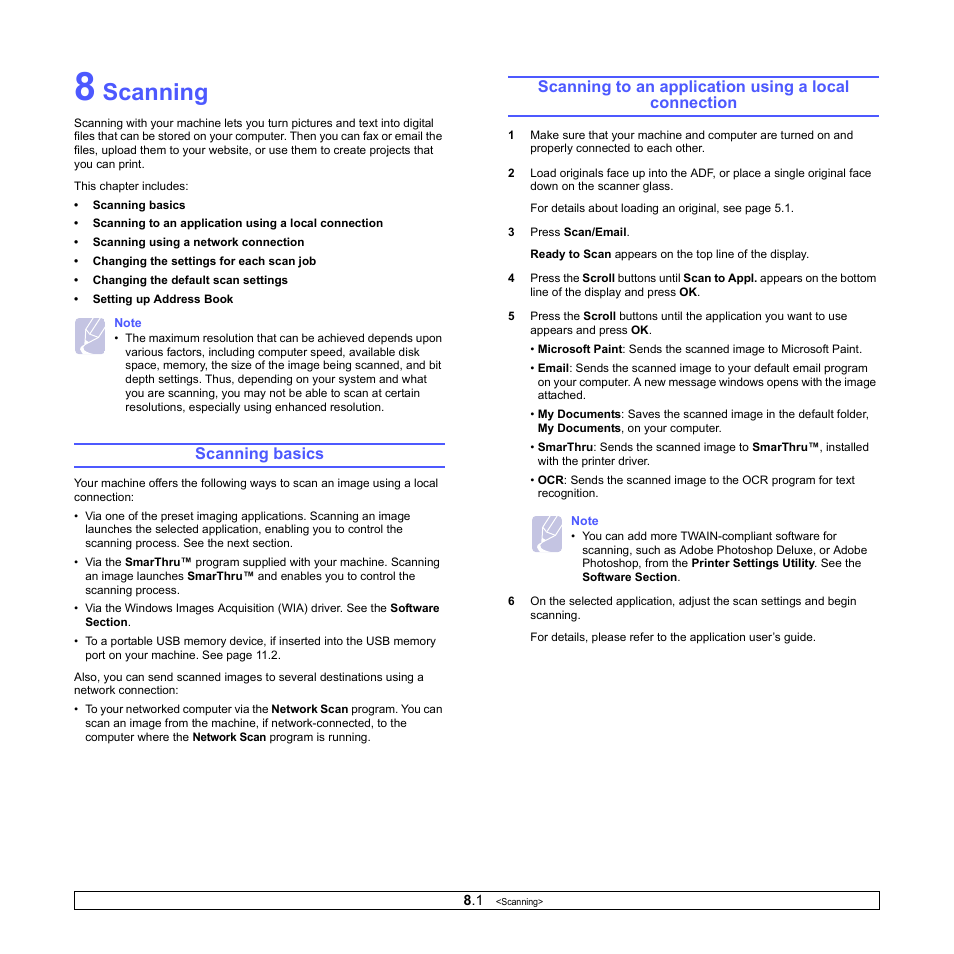 Scanning, Scanning basics | Samsung CLX-3160 User Manual | Page 40 / 139