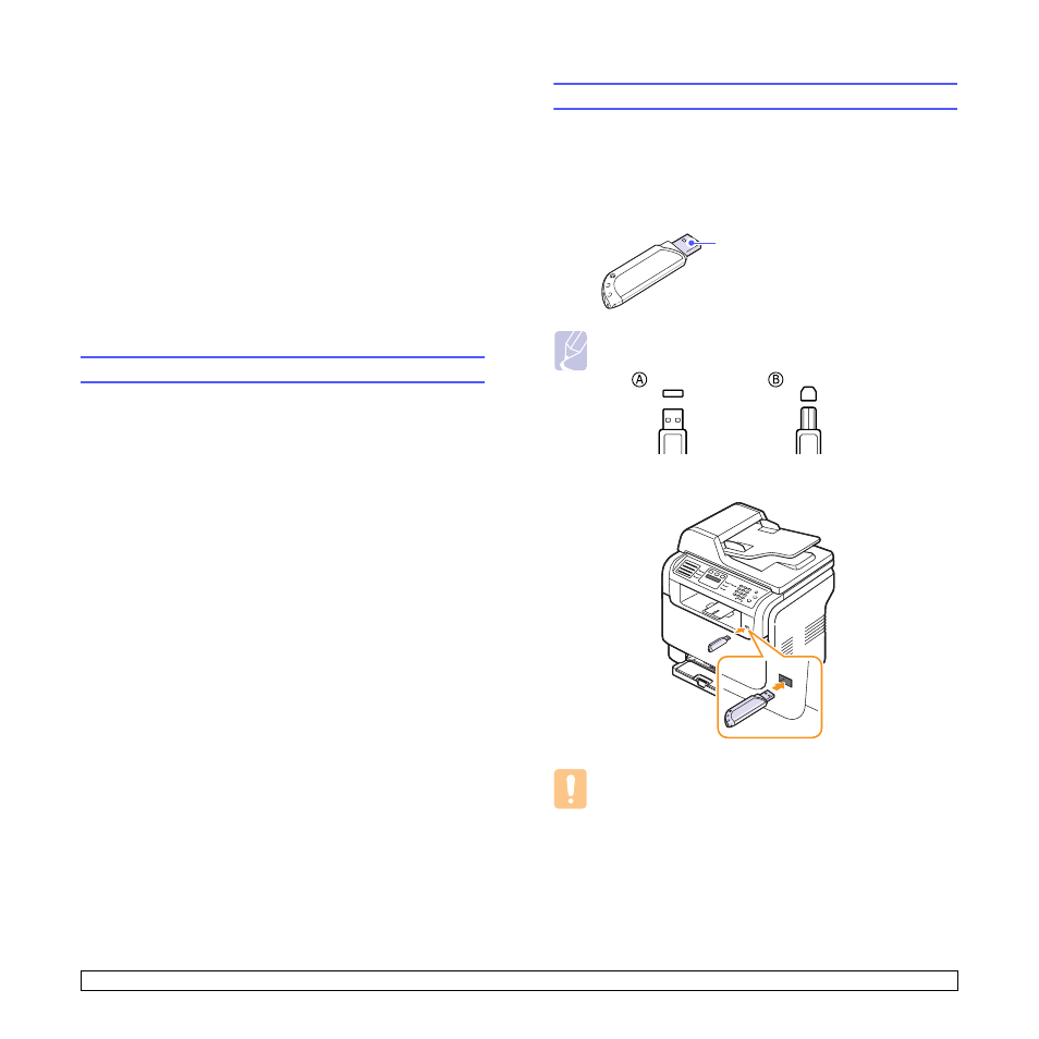 Using usb flash memory, About usb memory, Plugging in a usb memory device | About usb memory plugging in a usb memory device | Samsung CLX-3160 User Manual | Page 58 / 139