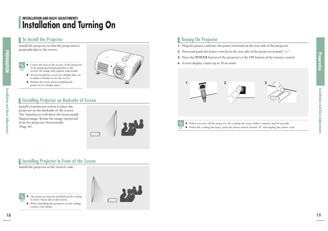Installation and turning on | Samsung SP-H700 User Manual | Page 10 / 42