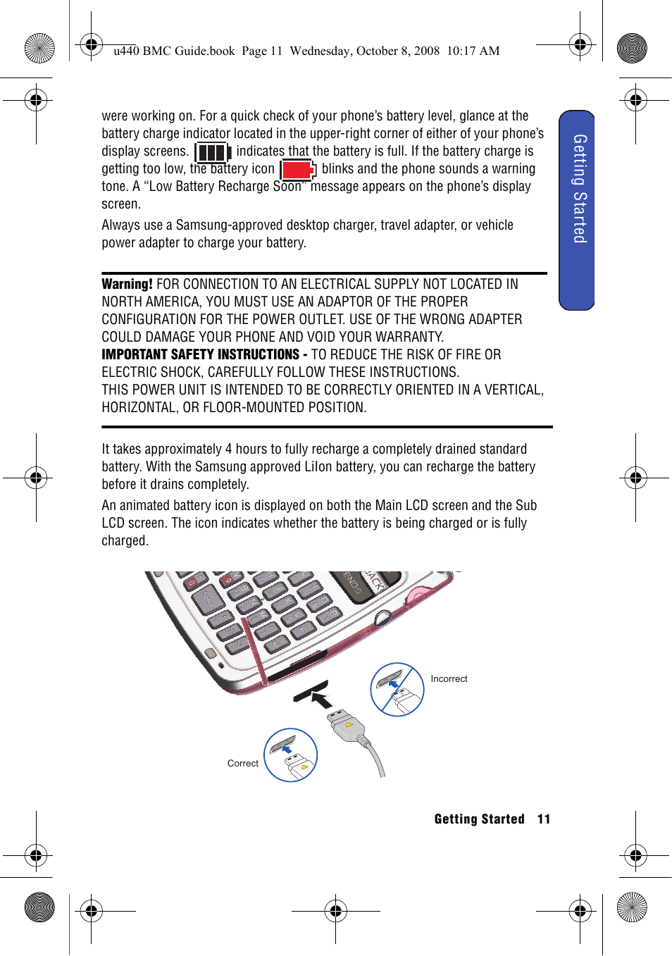 Get ting started | Samsung SCH-U440 User Manual | Page 19 / 128