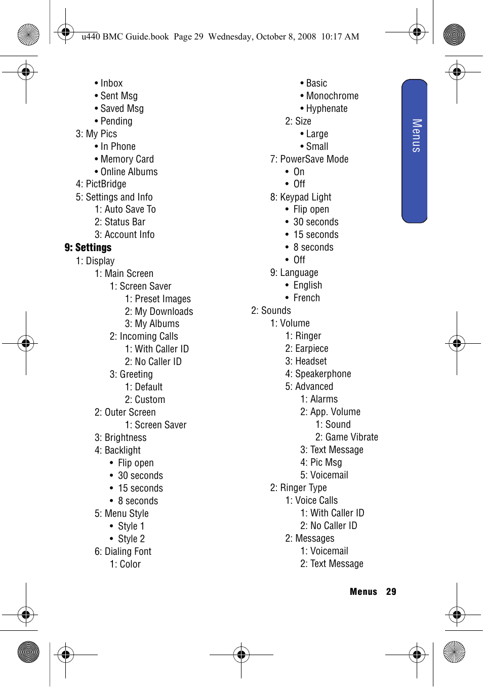 Menus | Samsung SCH-U440 User Manual | Page 37 / 128