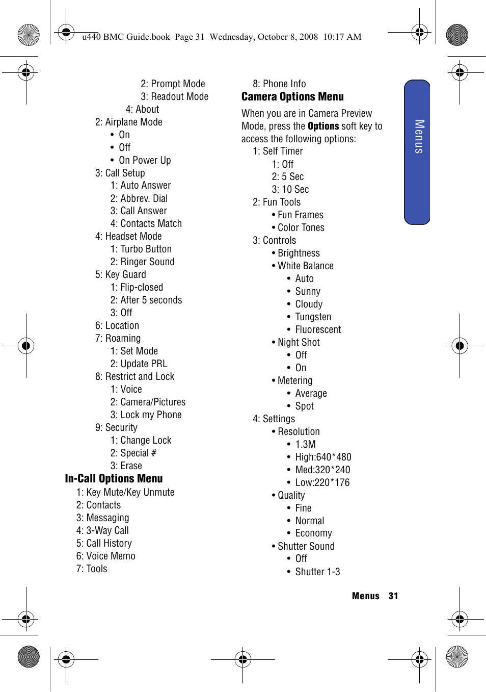 Menus | Samsung SCH-U440 User Manual | Page 39 / 128