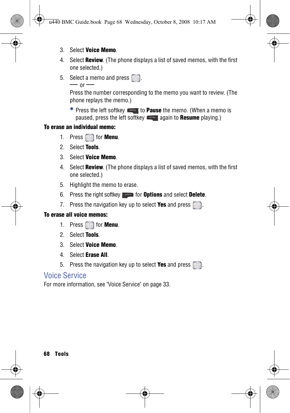 Voice service | Samsung SCH-U440 User Manual | Page 76 / 128