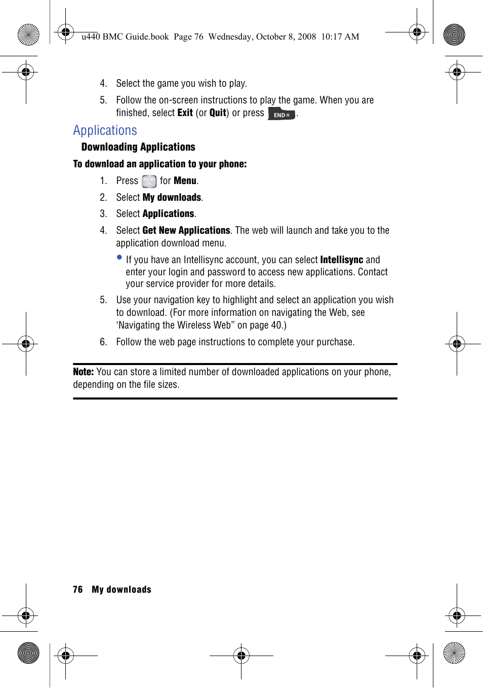 Applications, Downloading applications | Samsung SCH-U440 User Manual | Page 84 / 128