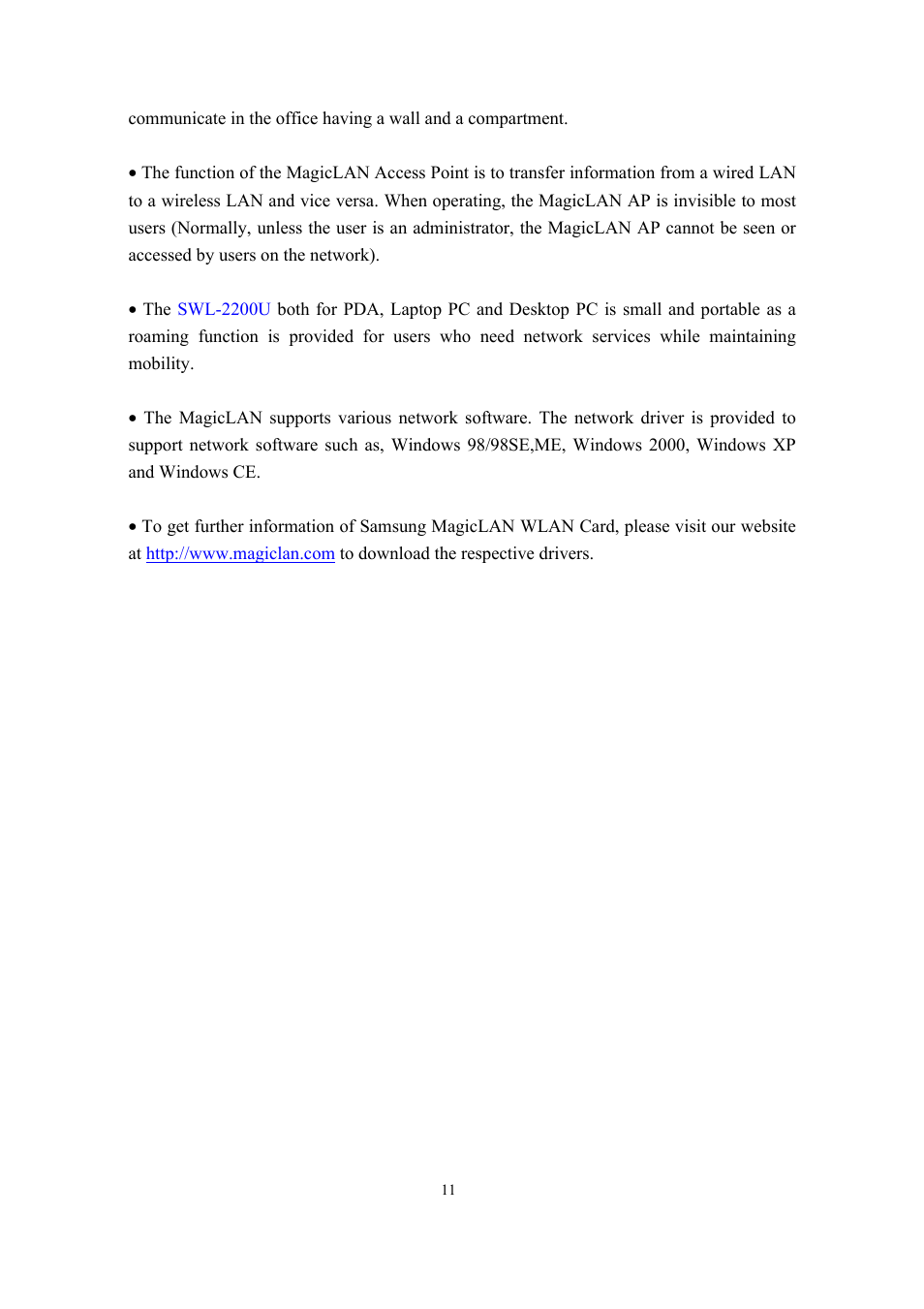 Samsung SWL-2200U User Manual | Page 11 / 64