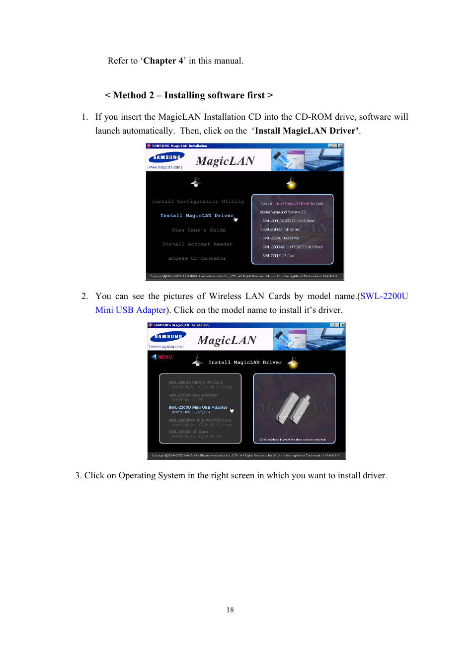 Samsung SWL-2200U User Manual | Page 18 / 64