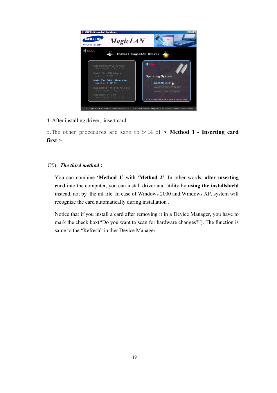 Samsung SWL-2200U User Manual | Page 19 / 64