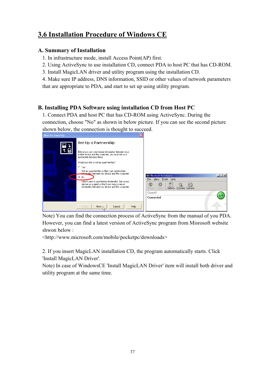 6 installation procedure of windows ce | Samsung SWL-2200U User Manual | Page 37 / 64