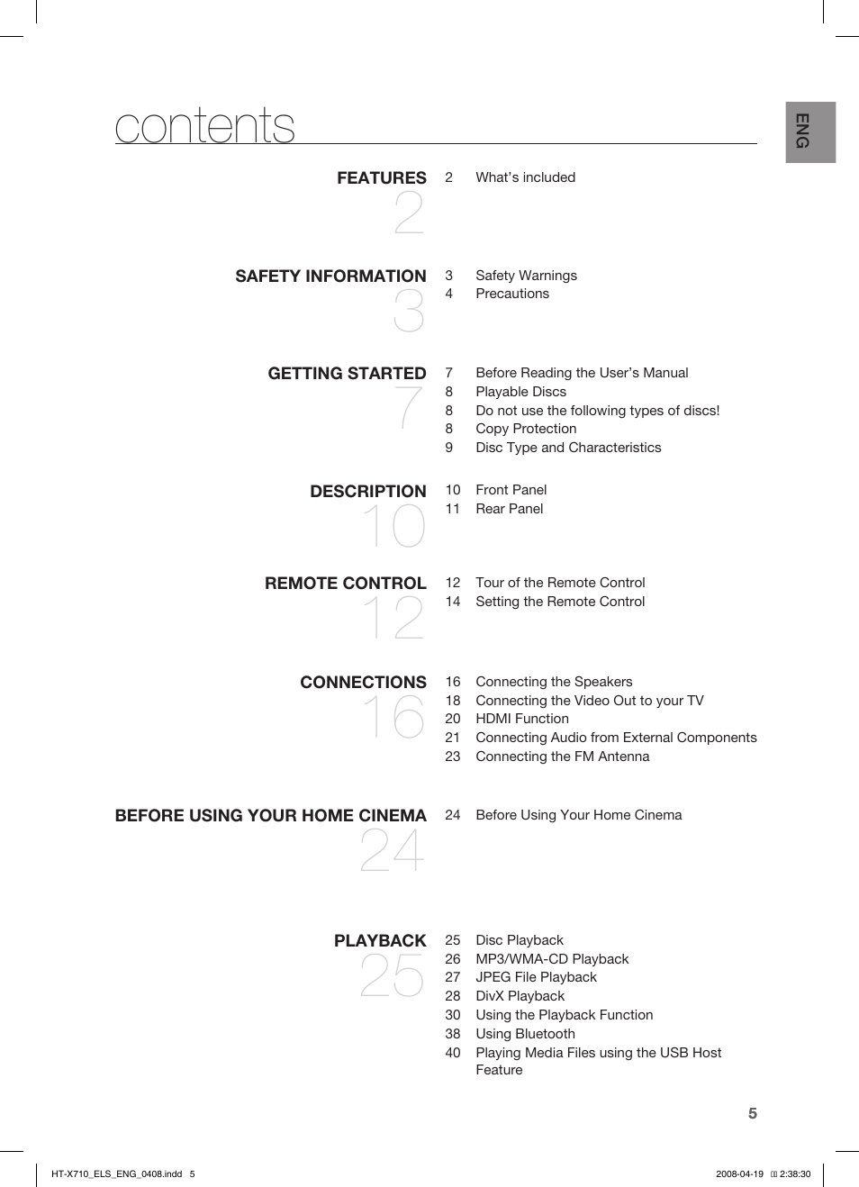 Samsung HT-X710 User Manual | Page 5 / 59