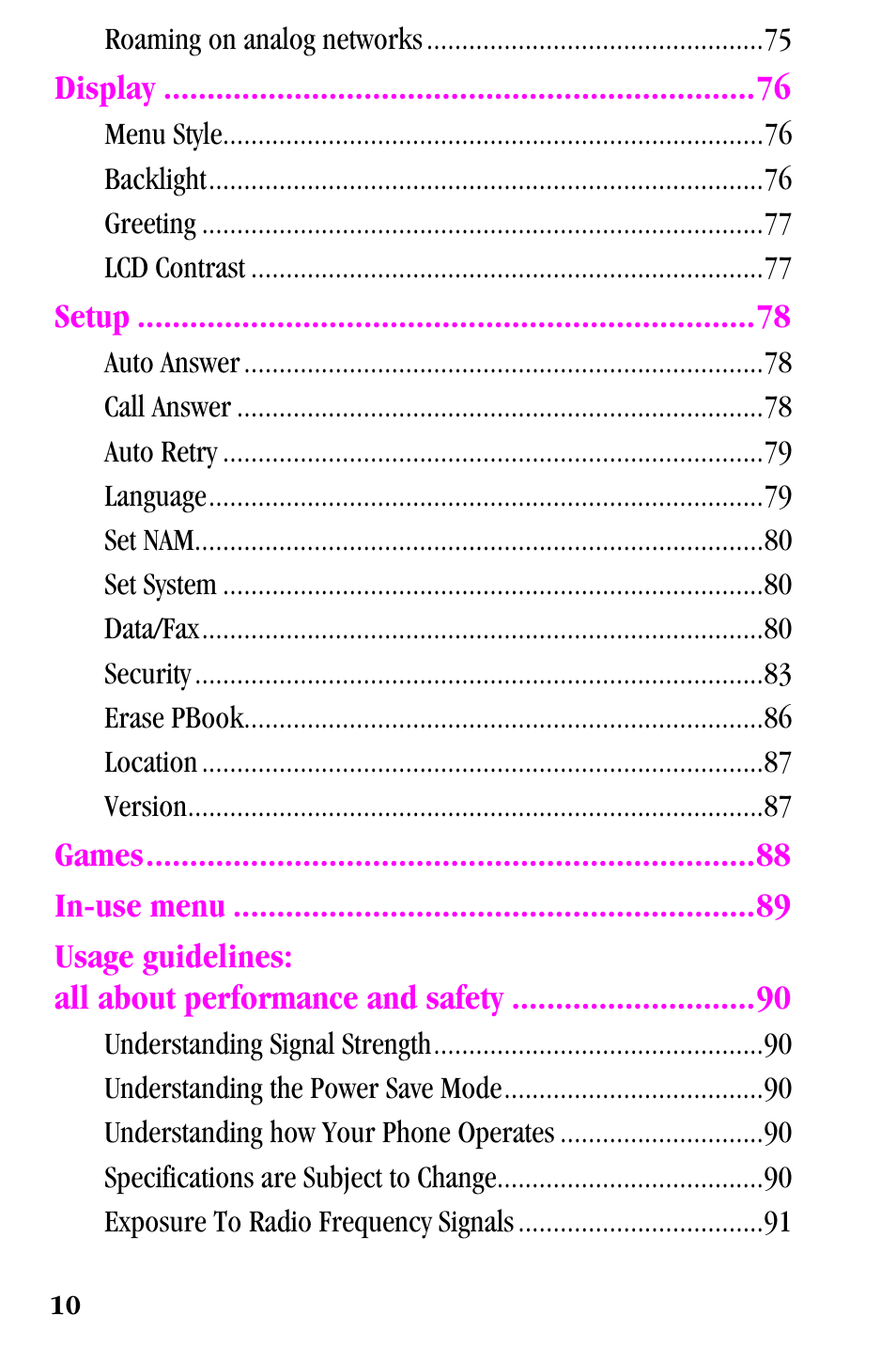 Samsung SPH-a500 Series User Manual | Page 10 / 109