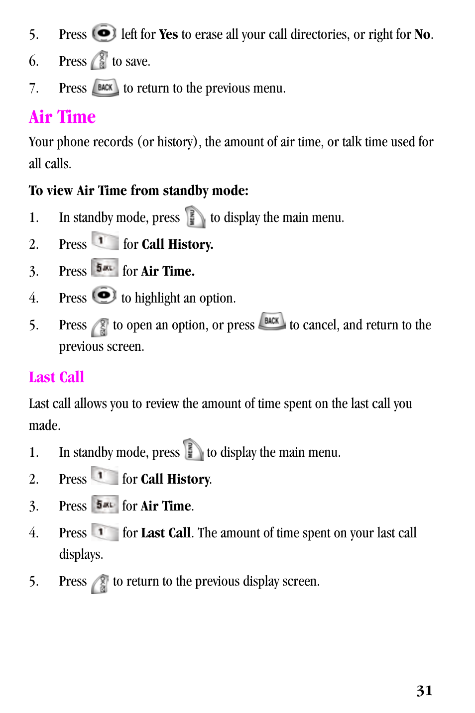 Air time | Samsung SPH-a500 Series User Manual | Page 31 / 109