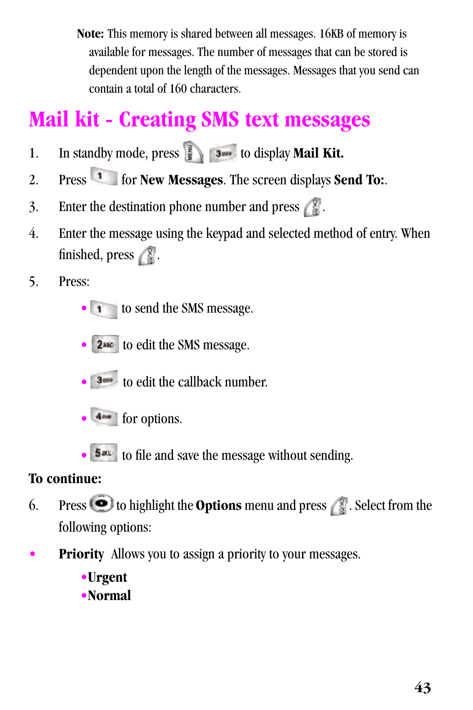 Mail kit - creating sms text messages | Samsung SPH-a500 Series User Manual | Page 43 / 109