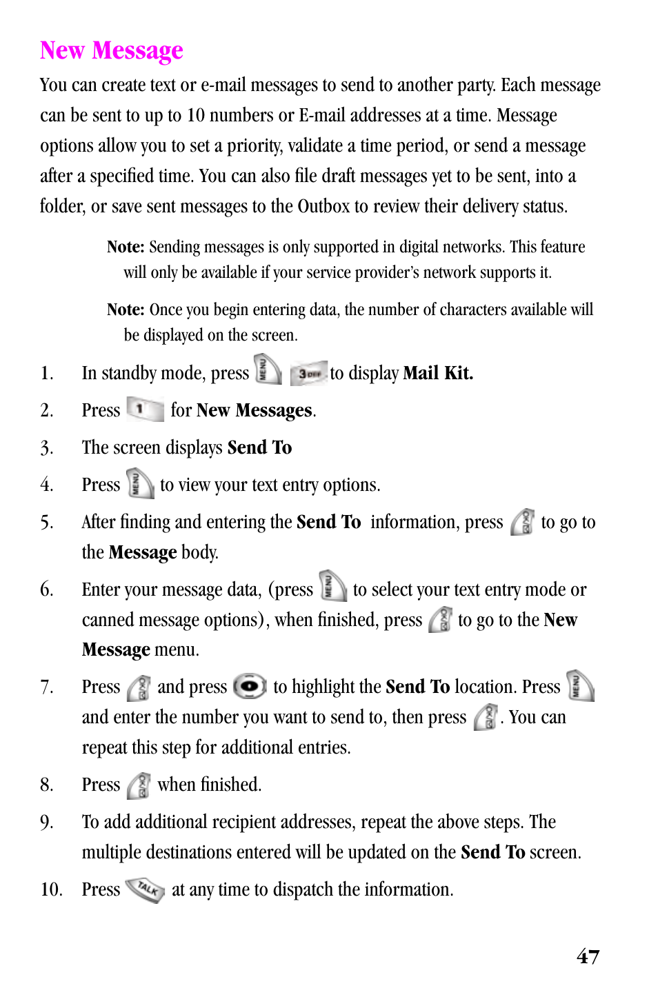 New message | Samsung SPH-a500 Series User Manual | Page 47 / 109