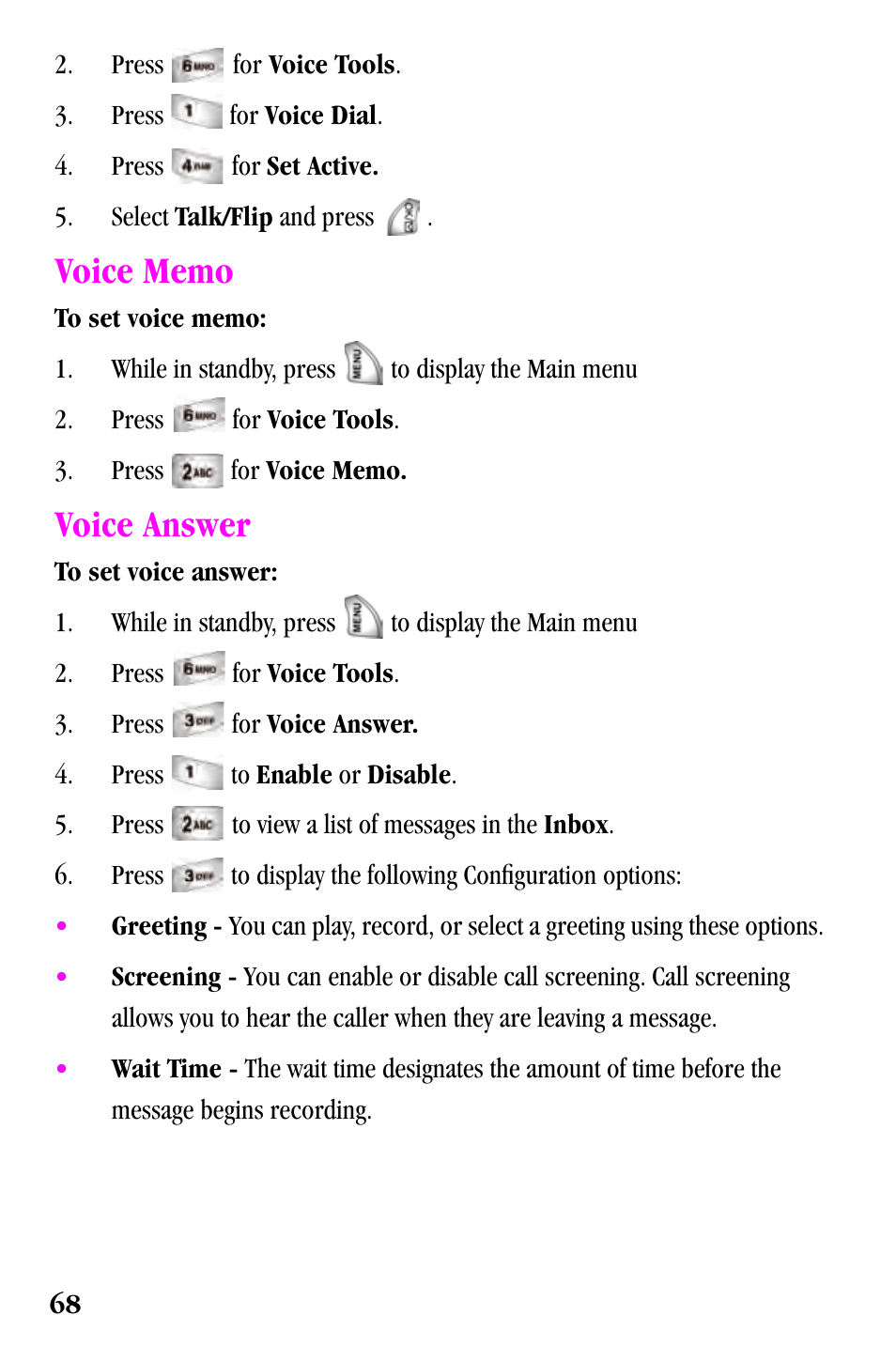 Voice answer | Samsung SPH-a500 Series User Manual | Page 68 / 109