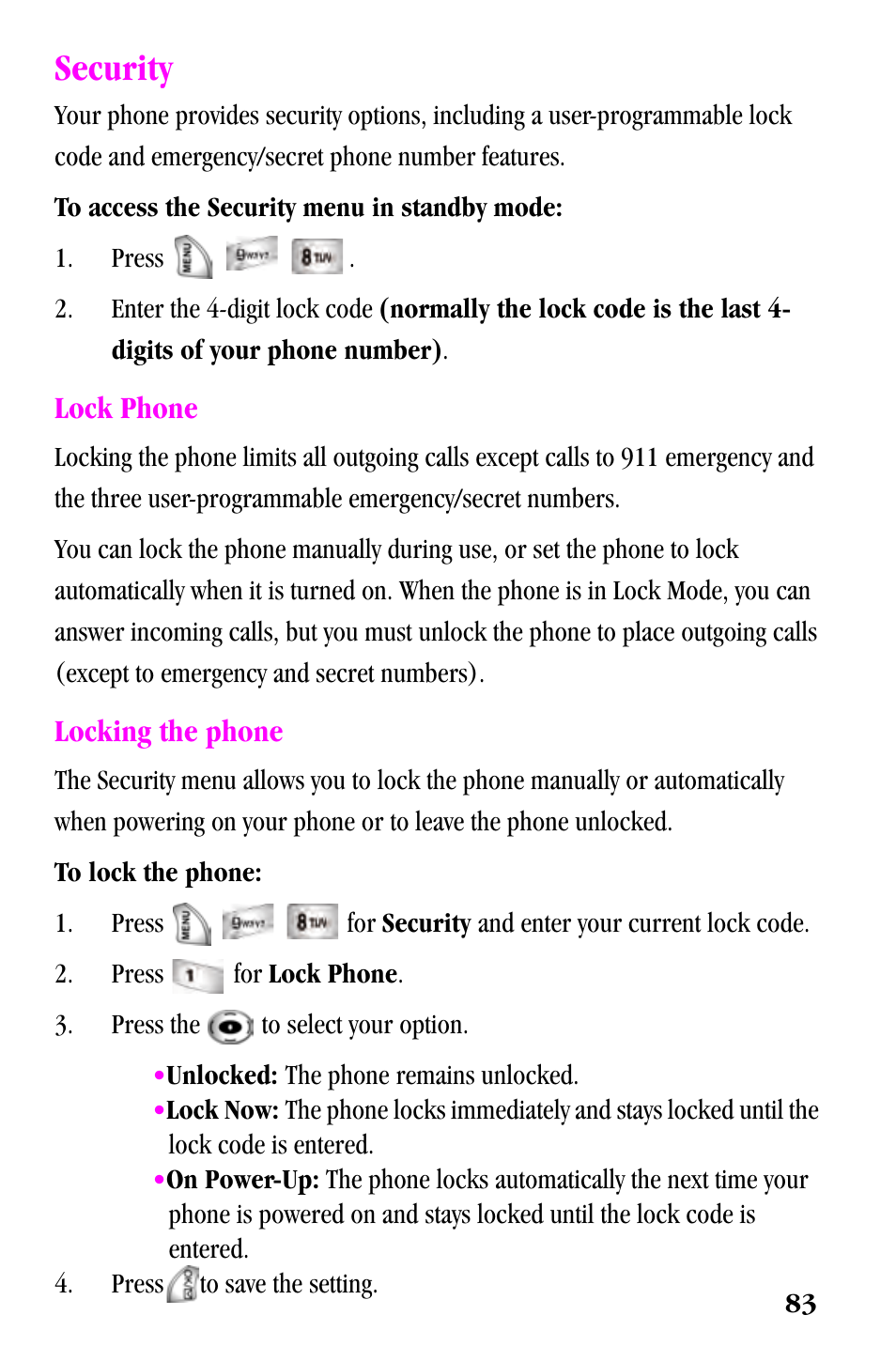 Security | Samsung SPH-a500 Series User Manual | Page 83 / 109